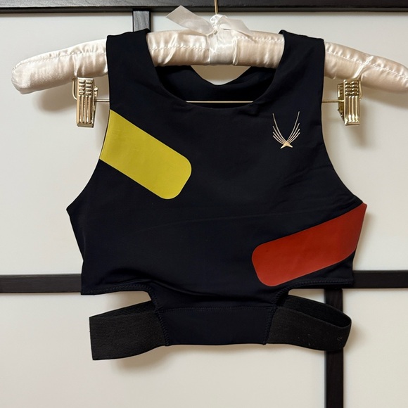 Lucas Hugh Tops - Lucas Hugh Geometric Color Block Crop Top - Rare Cutout Design